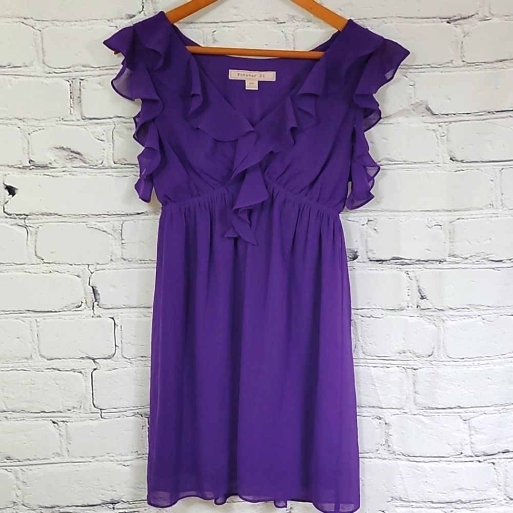 Forever 21 Slip-on Purple Ruffle Dress